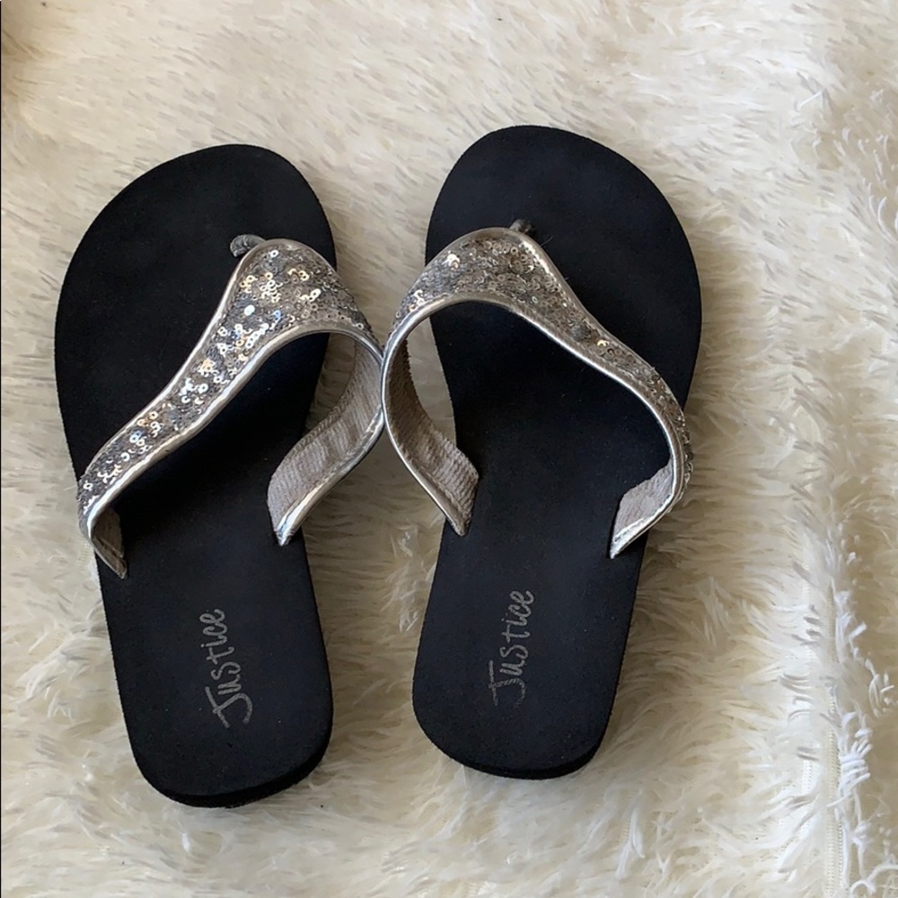 Justice black sequence heels/sandals